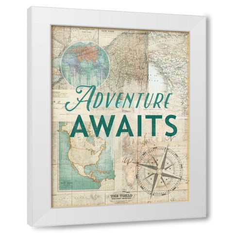 Adventure awaits White Modern Wood Framed Art Print by Lula Bijoux and Company