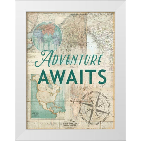 Adventure awaits White Modern Wood Framed Art Print by Lula Bijoux and Company
