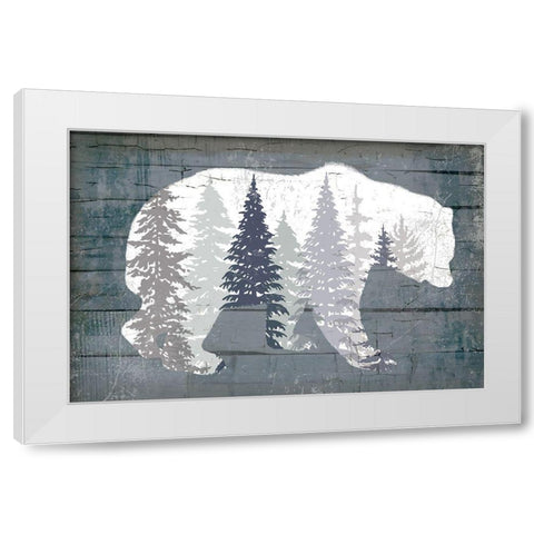 Dark Forest Bear White Modern Wood Framed Art Print by Lula Bijoux and Company