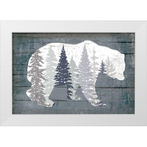 Dark Forest Bear White Modern Wood Framed Art Print by Lula Bijoux and Company