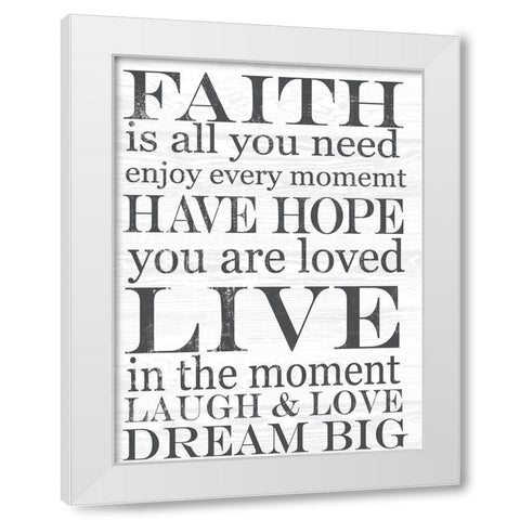 FAITH White Modern Wood Framed Art Print by Lula Bijoux and Company