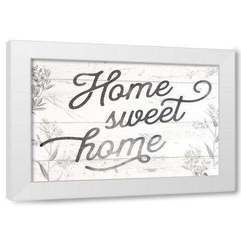 Home Sweet Home White Modern Wood Framed Art Print by Lula Bijoux and Company