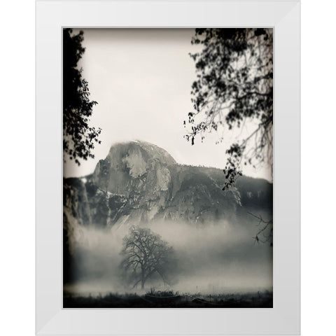 Mistty Mountains White Modern Wood Framed Art Print by Lula Bijoux and Company