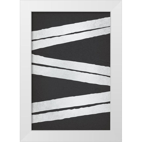 BW Minimalist Zig Zag 2 White Modern Wood Framed Art Print by Lula Bijoux and Company