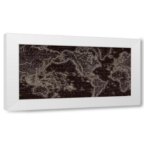 New World Map White Modern Wood Framed Art Print by Lula Bijoux and Company