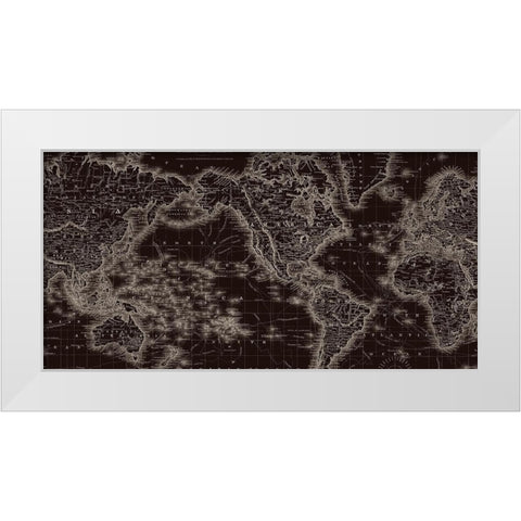New World Map White Modern Wood Framed Art Print by Lula Bijoux and Company