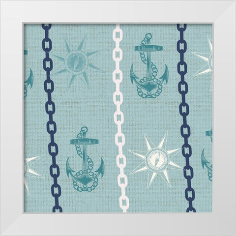 Nautical Pattern 3 White Modern Wood Framed Art Print by Allen, Candace