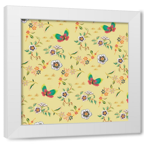 Kimono Quilt Toss 2 White Modern Wood Framed Art Print by Allen, Candace