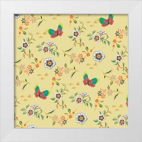 Kimono Quilt Toss 2 White Modern Wood Framed Art Print by Allen, Candace