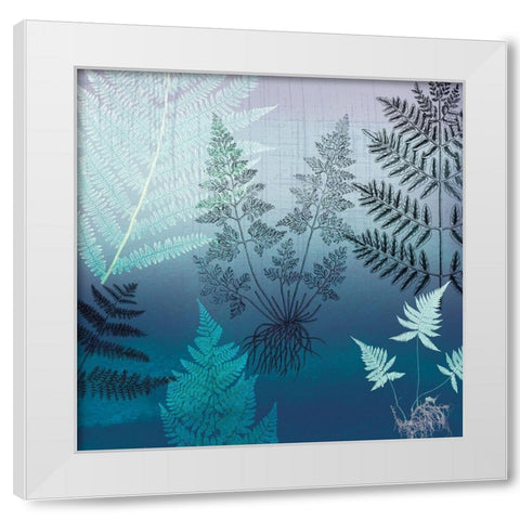 Ferns Navy White Modern Wood Framed Art Print by Lula Bijoux and Company