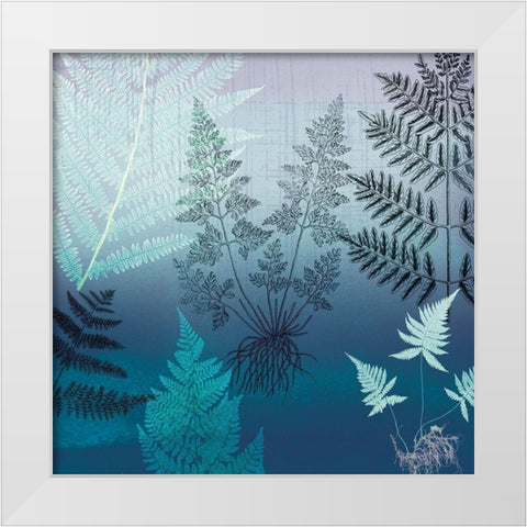 Ferns Navy White Modern Wood Framed Art Print by Lula Bijoux and Company