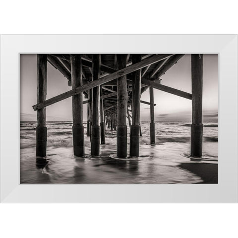 Beneath The Pier White Modern Wood Framed Art Print by Taylor, Glenn