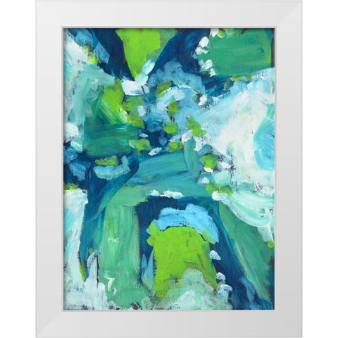 Abstract Bluegreen 1 White Modern Wood Framed Art Print by Jenner, Roya