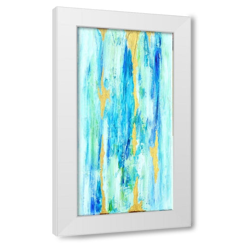 Blue Gold Abstract White Modern Wood Framed Art Print by Jenner, Roya