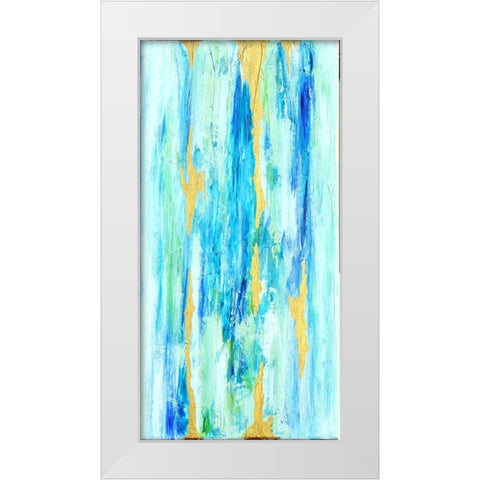 Blue Gold Abstract White Modern Wood Framed Art Print by Jenner, Roya