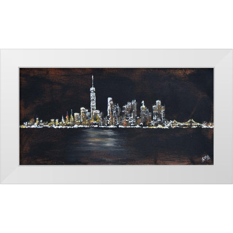 Abstract NYC Skyline White Modern Wood Framed Art Print by Jenner, Roya