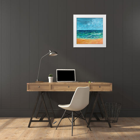 Striking Ocean White Modern Wood Framed Art Print by Jenner, Roya