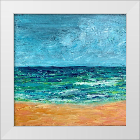 Striking Ocean White Modern Wood Framed Art Print by Jenner, Roya