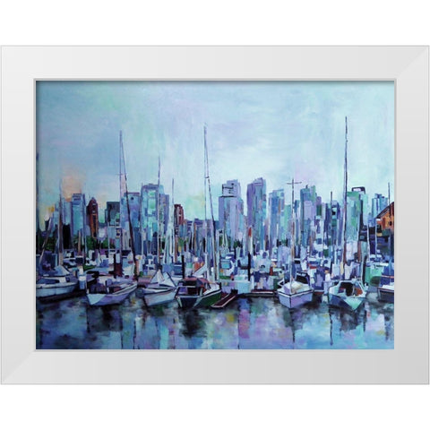 Harbour Views White Modern Wood Framed Art Print by Ghanooni, Sarah