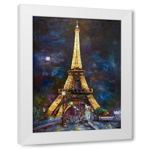 Golden Eiffel White Modern Wood Framed Art Print by Ghanooni, Sarah