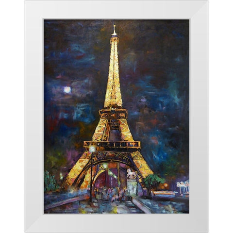 Golden Eiffel White Modern Wood Framed Art Print by Ghanooni, Sarah