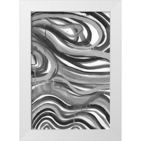 Charcoal Ripples 1 White Modern Wood Framed Art Print by Haynes, Smith