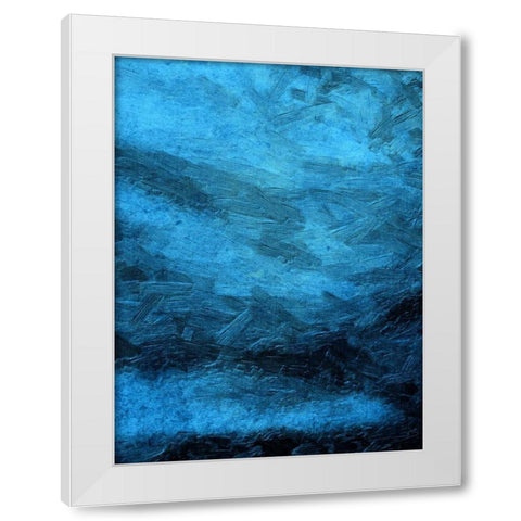 Indigo Bruch Strokes Abstract White Modern Wood Framed Art Print by Lewis, Sheldon