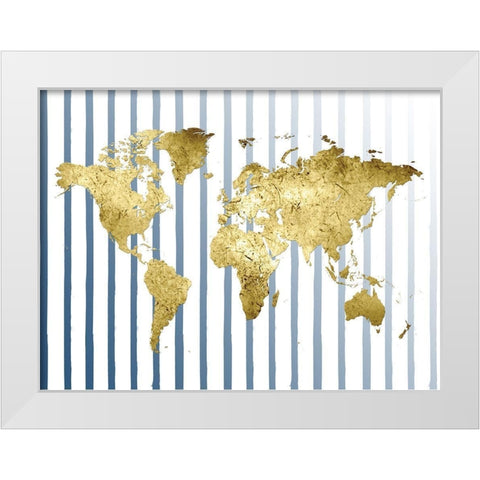 Striped Map White Modern Wood Framed Art Print by Lewis, Sheldon