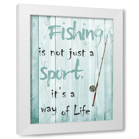 Fishing White Modern Wood Framed Art Print by Lewis, Sheldon