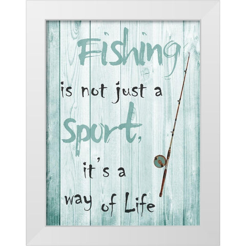 Fishing White Modern Wood Framed Art Print by Lewis, Sheldon