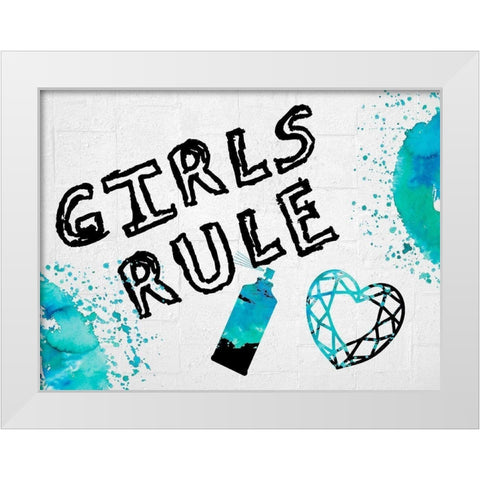 Girls Rule 2 White Modern Wood Framed Art Print by Lewis, Sheldon