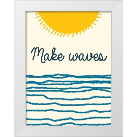 Waves White Modern Wood Framed Art Print by Lewis, Sheldon