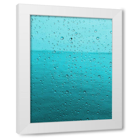 Teal Rain Drops White Modern Wood Framed Art Print by Lewis, Sheldon