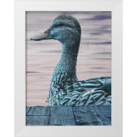 Aqua Duck White Modern Wood Framed Art Print by Lewis, Sheldon