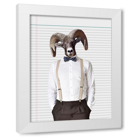 Monday Ram White Modern Wood Framed Art Print by Lewis, Sheldon