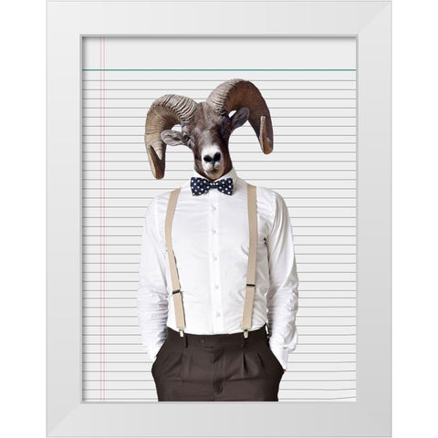 Monday Ram White Modern Wood Framed Art Print by Lewis, Sheldon