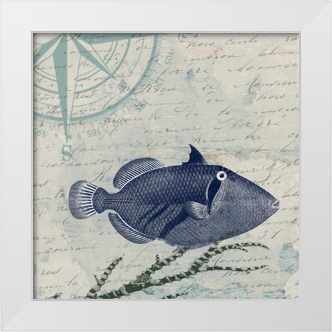 Calm Blue Ocean White Modern Wood Framed Art Print by Lewis, Sheldon