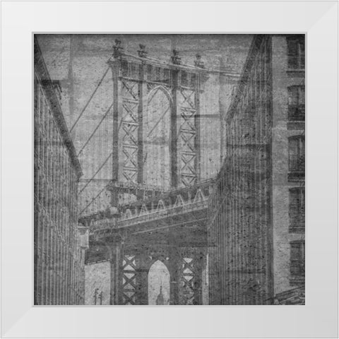 Manhattan Wall White Modern Wood Framed Art Print by Lewis, Sheldon
