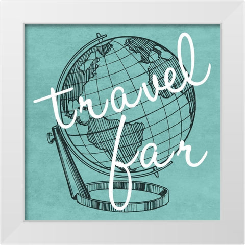 Travel Far White Modern Wood Framed Art Print by Lewis, Sheldon