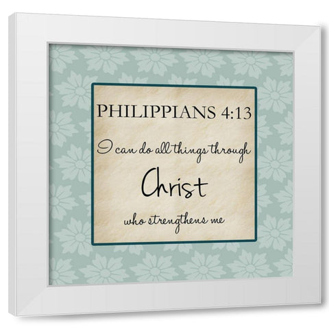 Christ Strength White Modern Wood Framed Art Print by Lewis, Sheldon