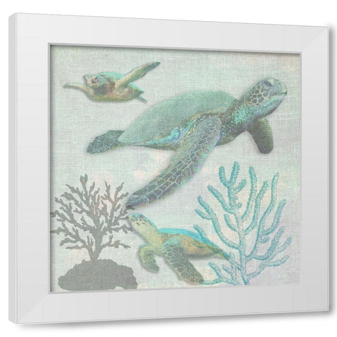 Turtles White Modern Wood Framed Art Print by Lewis, Sheldon