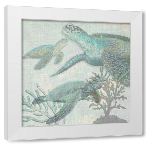 Turtles White Modern Wood Framed Art Print by Lewis, Sheldon