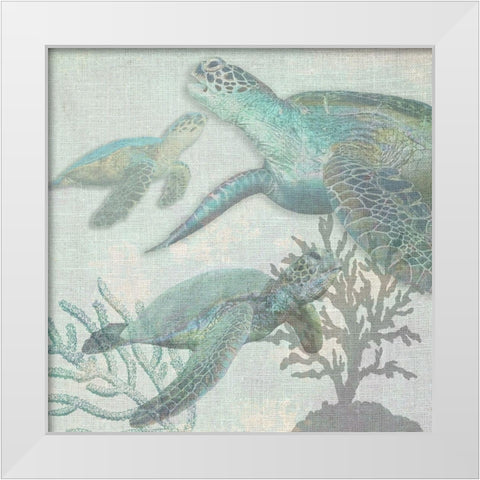 Turtles White Modern Wood Framed Art Print by Lewis, Sheldon