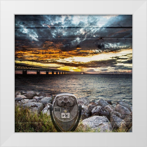 Golden Sunset 4 White Modern Wood Framed Art Print by Lewis, Sheldon