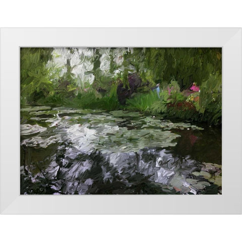 Monet Pond 2 White Modern Wood Framed Art Print by Butcher, Sarah