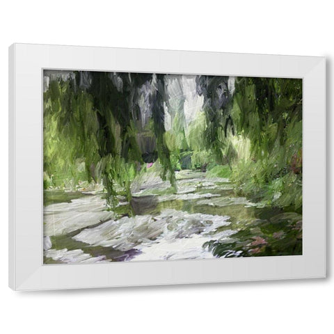 Monets Tranquil Gardens White Modern Wood Framed Art Print by Butcher, Sarah