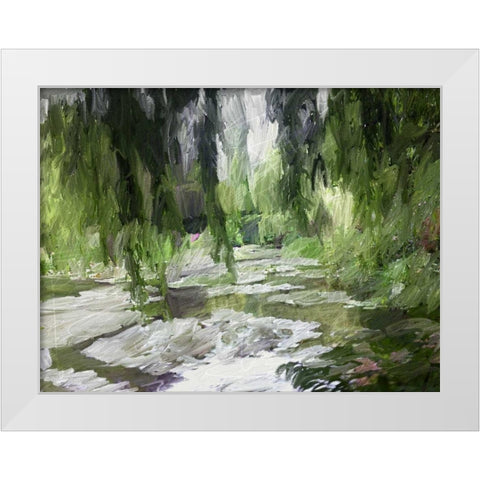 Monets Tranquil Gardens White Modern Wood Framed Art Print by Butcher, Sarah
