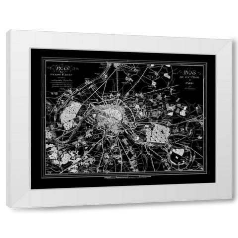 Paris Map 2 BW White Modern Wood Framed Art Print by Carlson, Tina