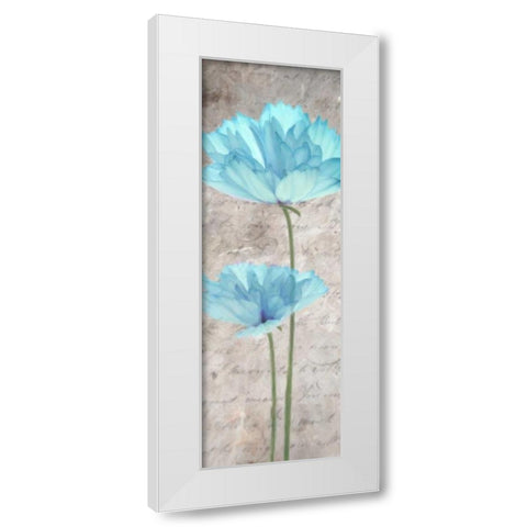 Blue Floral Panel II White Modern Wood Framed Art Print by Greene, Taylor