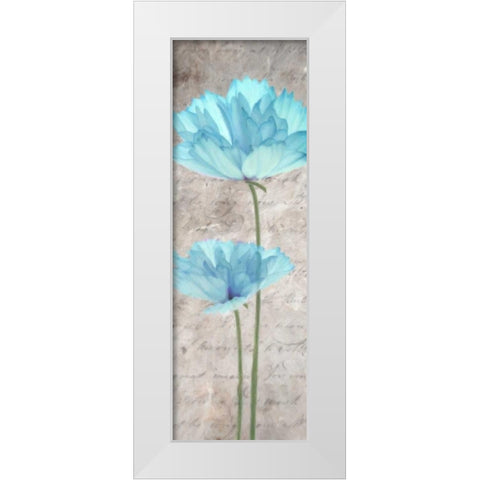 Blue Floral Panel II White Modern Wood Framed Art Print by Greene, Taylor